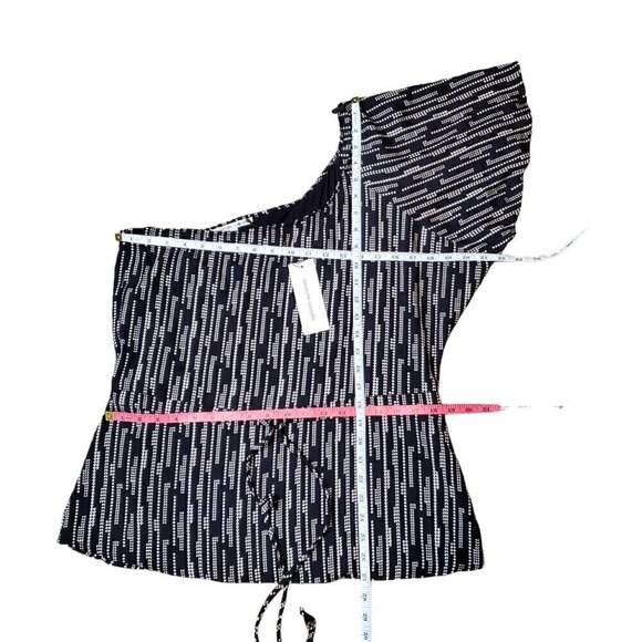 BLACK/BEIGE ONE SHOULDER TOP SIZE LARGE - Picture 10 of 10